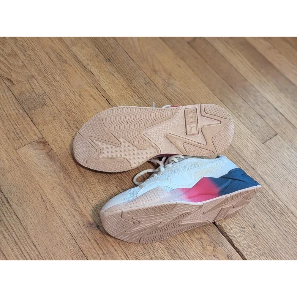 PUMA Women's RS-X³ Leather Fade Sneakers (White / Rosewater) – Style 374657-01